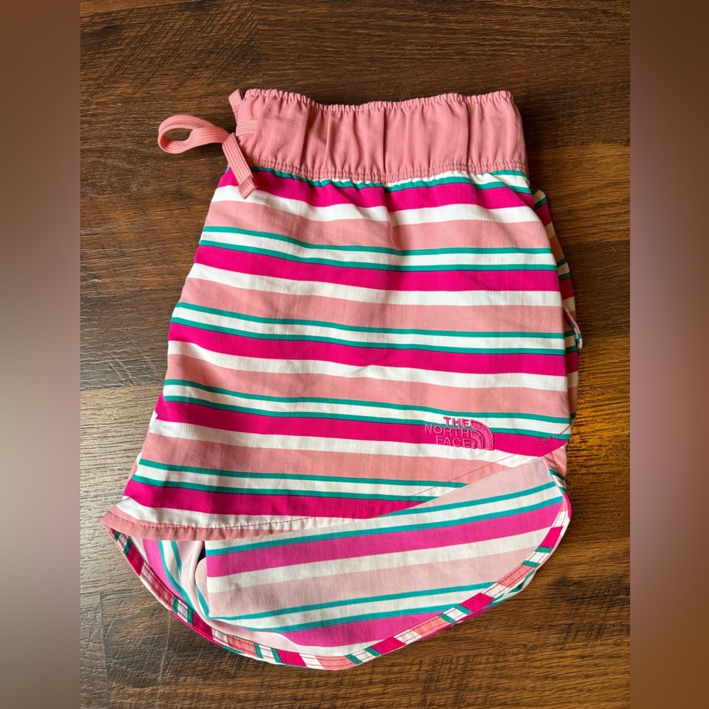 The North Face Women’s running shorts size S pink green stripes